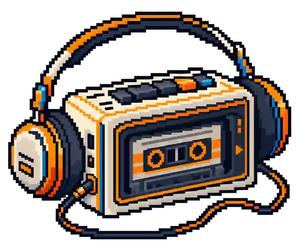 Pixel art cassette player